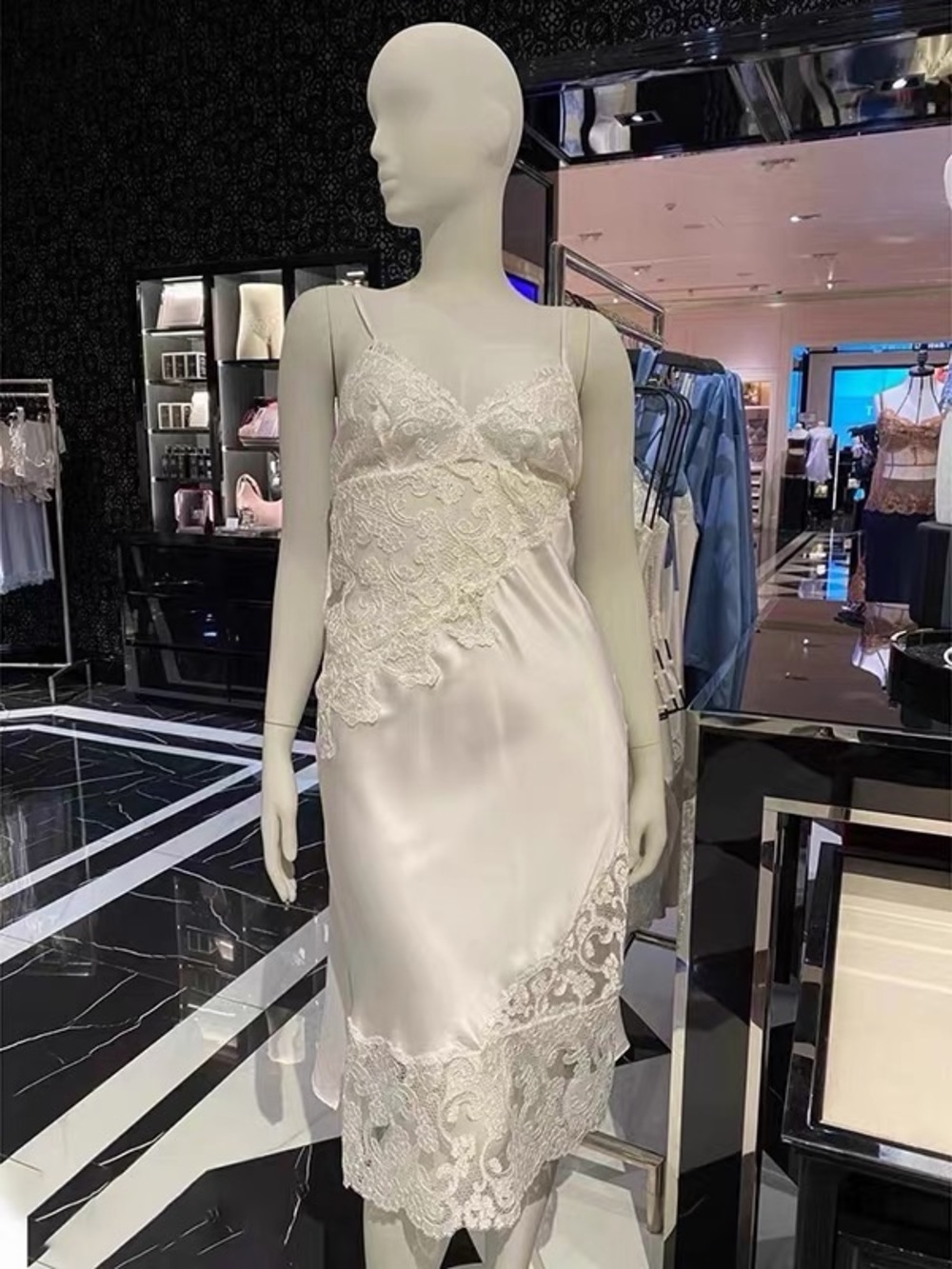 Victoria's Secret Ivory Lace-Trim Satin Slip